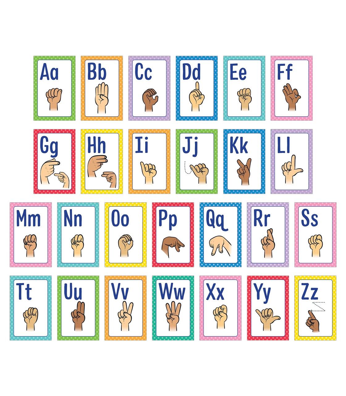 Carson Dellosa 26-Piece ASL Posters, 8.5" x 11" American Sign Language Wall Decor, Alphabet Cards for Bulletin Board, Classroom, Office Decorations, Teacher Supplies